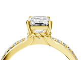 Yellow gold Emerald Solitaire Diamond Ring with Channel Set Band and Six-Prong Setting_52