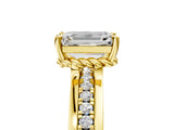 Yellow gold Emerald Solitaire Diamond Ring with Channel Set Band and Six-Prong Setting_53