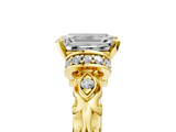 Yellow gold Emerald Solitaire Diamond Ring with Filigree Band and Four-Prong Setting_69