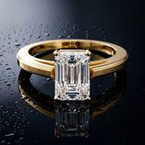 Yellow gold Emerald Solitaire Diamond Ring with Four-Prong Setting and Classic Band_37