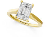 Yellow gold Emerald Solitaire Diamond Ring with Four-Prong Setting and Tapered Band 2