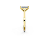 Yellow gold Emerald Solitaire Diamond Ring with Four-Prong Setting and Tapered Band 3