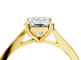 Yellow gold Emerald Solitaire Diamond Ring with Four-Prong Setting and Tapered Band 5