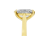 Yellow gold Emerald Solitaire Diamond Ring with Four-Prong Setting and Tapered Band