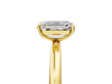 Yellow gold Emerald Solitaire Diamond Ring with Four-Prong Setting on a Plain Band_25