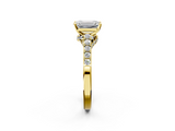 Yellow gold Emerald Solitaire Diamond Ring with Pavé Band and Four-Prong Setting_131