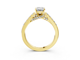 Yellow gold Emerald Solitaire Diamond Ring with Pavé Band and Four-Prong Setting_132