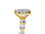 Yellow gold Emerald Solitaire Diamond Ring with Pave Band and Four-Prong Setting_282