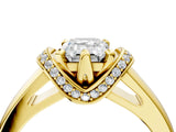 Yellow gold Emerald Solitaire Diamond Ring with Pave Band and Six-Prong Setting_39