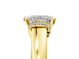 Yellow gold Emerald Solitaire Diamond Ring with Pave Band and Six-Prong Setting_40