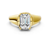 Yellow gold Emerald Solitaire Diamond Ring with Six-Prong Cathedral Setting_32