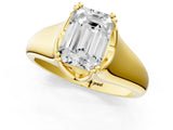Yellow gold Emerald Solitaire Diamond Ring with Six-Prong Cathedral Setting_33