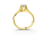 Yellow gold Emerald Solitaire Diamond Ring with Six-Prong Cathedral Setting_35