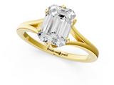 Yellow gold Emerald Solitaire Diamond Ring with Six-Prong Setting and Tapered Band_26