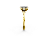Yellow gold Emerald Solitaire Diamond Ring with Six-Prong Setting and Tapered Band_27