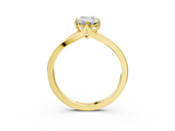 Yellow gold Emerald Solitaire Diamond Ring with Six-Prong Setting and Tapered Band_28