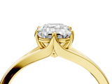 Yellow gold Emerald Solitaire Diamond Ring with Six-Prong Setting and Tapered Band_29