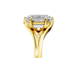 Yellow gold Emerald Solitaire Diamond Ring with Six-Prong Setting and Tapered Band_30