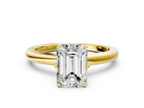 Yellow gold Emerald Solitaire Diamond Ring with Six-Prong Setting on a Classic Band_3