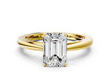 Yellow gold Emerald Solitaire Diamond Ring with Split Shank and Four-Prong Setting_12