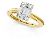 Yellow gold Emerald Solitaire Diamond Ring with Split Shank and Four-Prong Setting_13