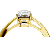 Yellow gold Emerald Solitaire Diamond Ring with Split Shank and Four-Prong Setting_16