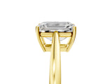 Yellow gold Emerald Solitaire Diamond Ring with Split Shank and Four-Prong Setting_17