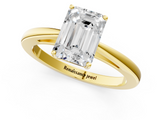 Yellow gold Emerald Solitaire Diamond Ring with Split Shank and Four-Prong Setting_21