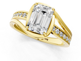 Yellow gold Emerald Solitaire Diamond Ring with Split Shank and Prong Setting_67