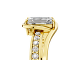 Yellow gold Emerald Solitaire Diamond Ring with Split Shank and Prong Setting_71