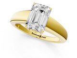 Yellow gold Emerald Solitaire Diamond Ring with Tapered Band and Four-Prong Setting_49