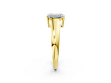 Yellow gold Emerald Solitaire Diamond Ring with Tapered Band and Four-Prong Setting_50