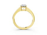 Yellow gold Emerald Solitaire Diamond Ring with Tapered Band and Four-Prong Setting_51