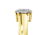 Yellow gold Emerald Solitaire Diamond Ring with Tapered Band and Four-Prong Setting_53