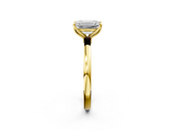 Yellow gold Emerald Solitaire Diamond Ring with Thin Band and Four-Prong Setting_5