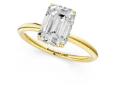 Yellow gold Emerald Solitaire Diamond Ring with a Classic Band and Four-Prong Setting 1
