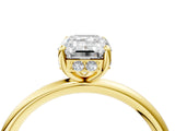 Yellow gold Emerald Solitaire Diamond Ring with a Classic Band and Four-Prong Setting 4