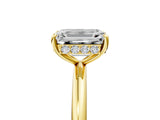 Yellow gold Emerald Solitaire Diamond Ring with a Classic Band and Four-Prong Setting 5