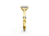 Yellow gold Emerald Solitaire Diamond Twisted Band with Four-Prong Setting_62