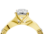 Yellow gold Emerald Solitaire Diamond Twisted Band with Four-Prong Setting_64