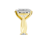 Yellow gold Emerald Solitaire Diamond Twisted Band with Four-Prong Setting_65