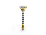 Yellow gold Emerald Solitaire Diamond with Pavé Band and Four-Prong Setting_82