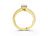 Yellow gold Emerald Solitaire Diamond with Pavé Band and Four-Prong Setting_83
