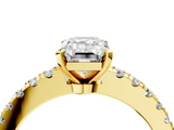 Yellow gold Emerald Solitaire Diamond with Pavé Band and Four-Prong Setting_84