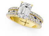 Yellow gold Emerald Solitaire Diamond with Pave and Channel Set Band_79