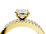 Yellow gold Emerald Solitaire Diamond with Pave and Channel Set Band_82