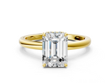 Yellow gold Emerald Solitaire Engagement Ring with Cathedral Band and Four-Prong Setting_31