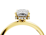 Yellow gold Emerald Solitaire Engagement Ring with Cathedral Band and Four-Prong Setting_35