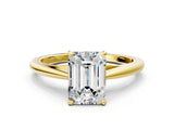 Yellow gold Emerald Solitaire Engagement Ring with Four-Prong Setting and Classic Band 1