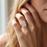 Yellow gold Emerald Solitaire Engagement Ring with Four-Prong Setting and Tapered Band_15